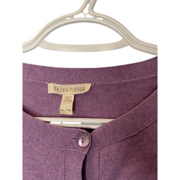Eileen Fisher three-quarter sleeve button front cardigan purple women's size XL - Picture 3 of 4